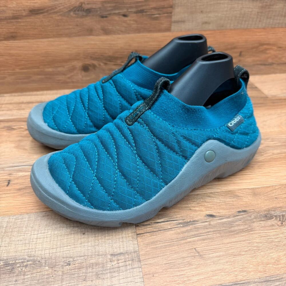 Oboz Shoes Womens 8 Whakata Puffy Insulated Comfort Slip On Sneakers Blue Fabric